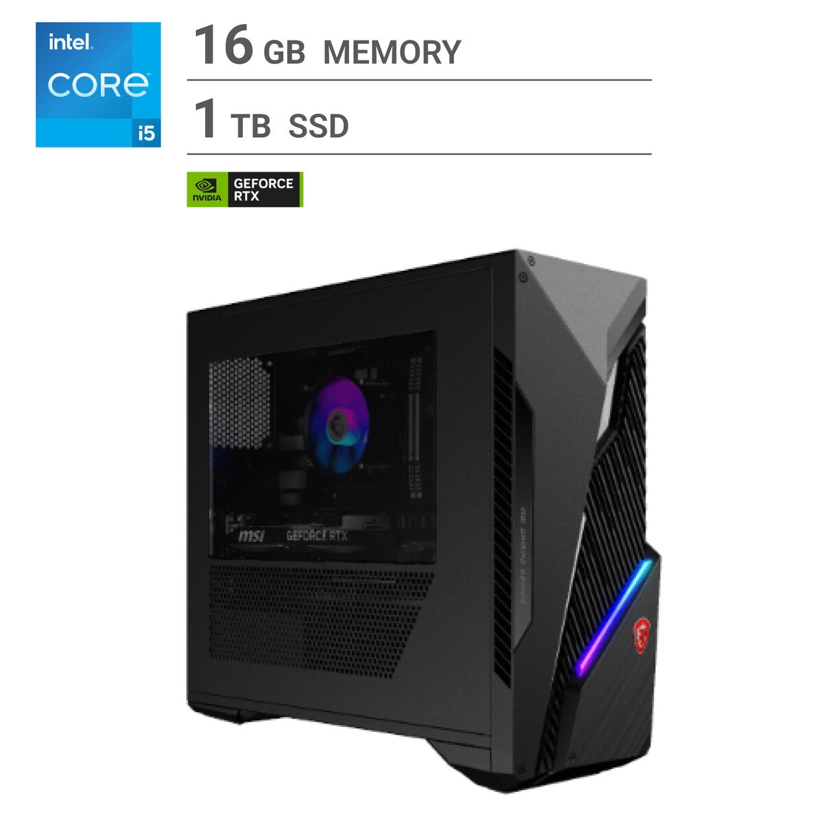 MSI ゲーミングデスクトップPC/MAG INFINITE S3/Core i5-14400F/メモリ16GB/SSD 1TB/ブラック/14NUC5-2069JP