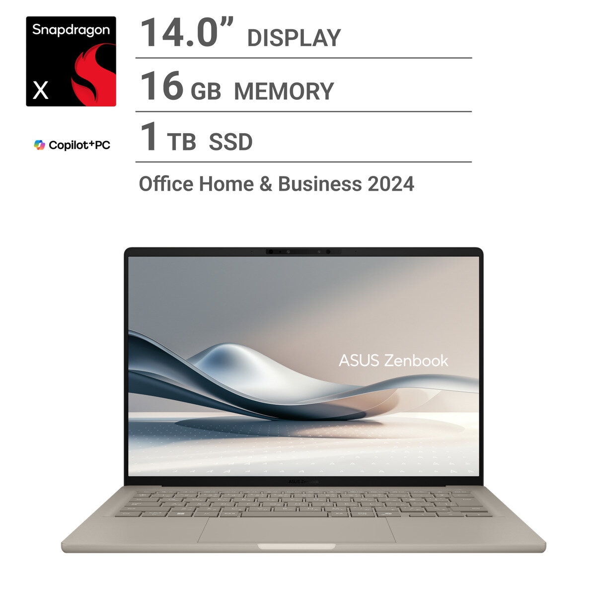 ASUS ノートPC/ZENBOOK SORA/14.0 インチ/Snapdragon X X1-26-100/メモリ 16GB/SSD 1TB/UX3407QA-PU161COBE