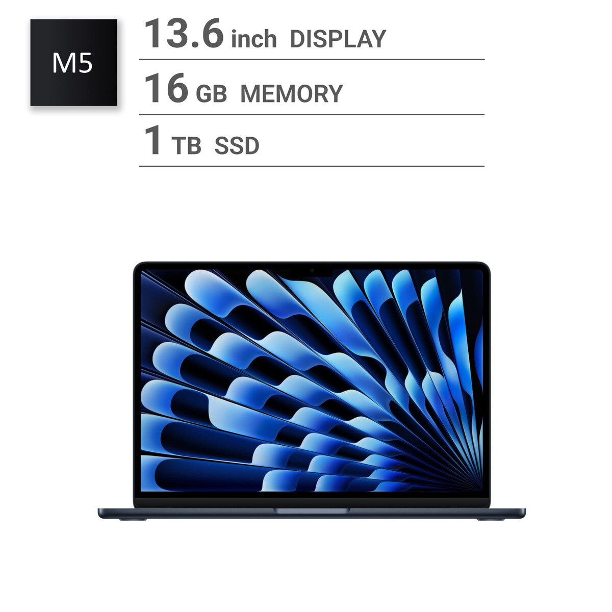 Apple/MacBook Air 13インチ/10コアCPU/ 10コアGPU/M5チップ /16GB/1TB SSD-ミッドナイト
