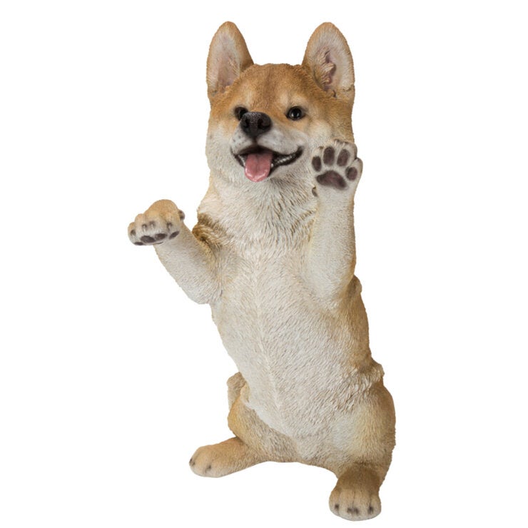 ウービア 手をあげる柴犬の置物H21048