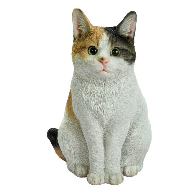 ウービア お座り三毛猫の置物 H23088