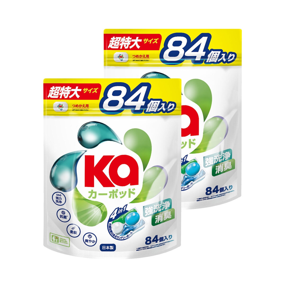 カーポッド 衣料用洗濯洗剤 ジェルマジックボール 84個入り x 2パック