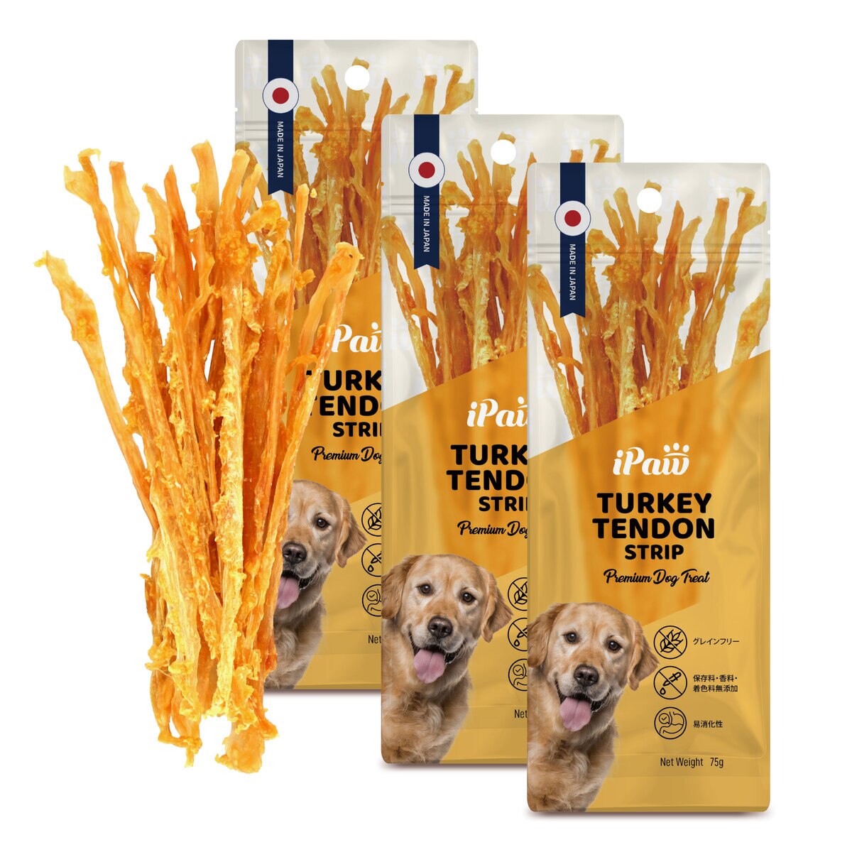 iPaw (アイポー) ターキーアキレス 犬用おやつ ロング 75g x 3袋