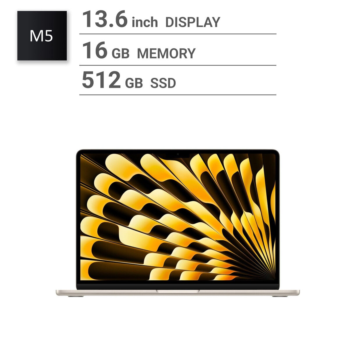Apple/MacBook Air 13インチ/10コアCPU/ 8コアGPU/M5チップ /16GB/512GB SSD-スターライト