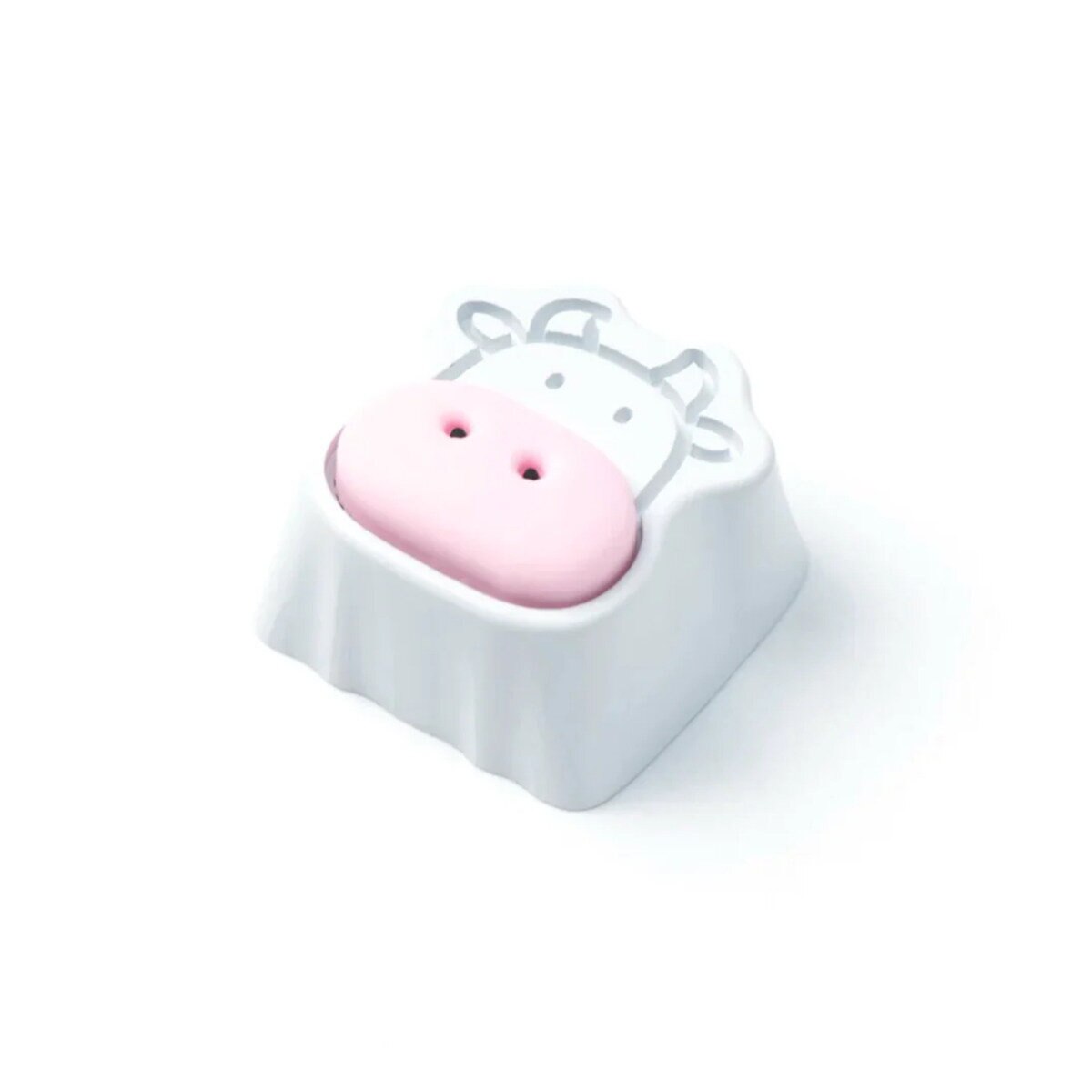 Keychron / かわいい牛 アルミ合金製 アーティザンキーキャップ / ホワイト