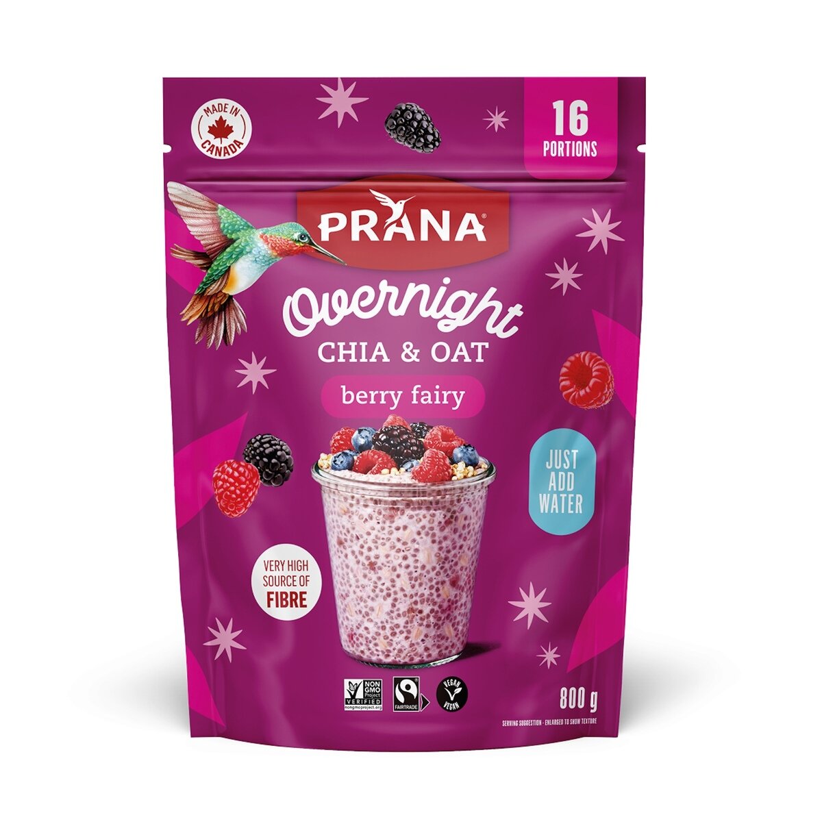 PRANA オ－バーナイト チア&オーツ ベリー味 800g