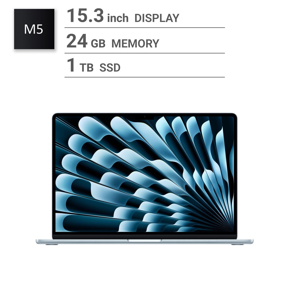 Apple/MacBook Air 15インチ/10コアCPU/ 10コアGPU/M5チップ /24GB/1TB SSD-スカイブルー