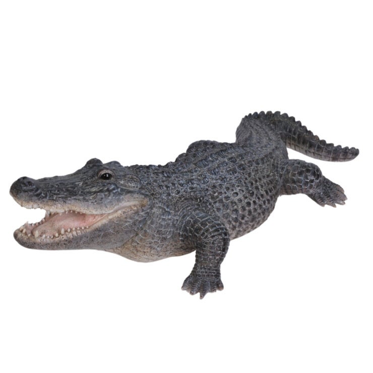 ウービア 餌を待つワニの置物 特大 H13177