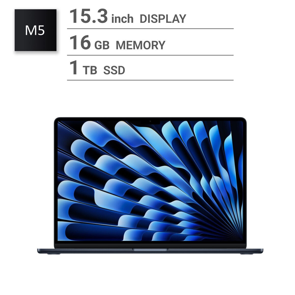 Apple/MacBook Air 15インチ/10コアCPU/ 10コアGPU/M5チップ /16GB/1TB SSD-ミッドナイト