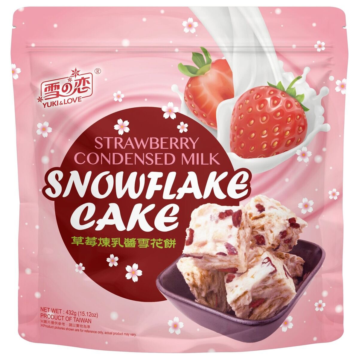 雪の恋 スノーフレークケーキ イチゴ & 練乳 432g