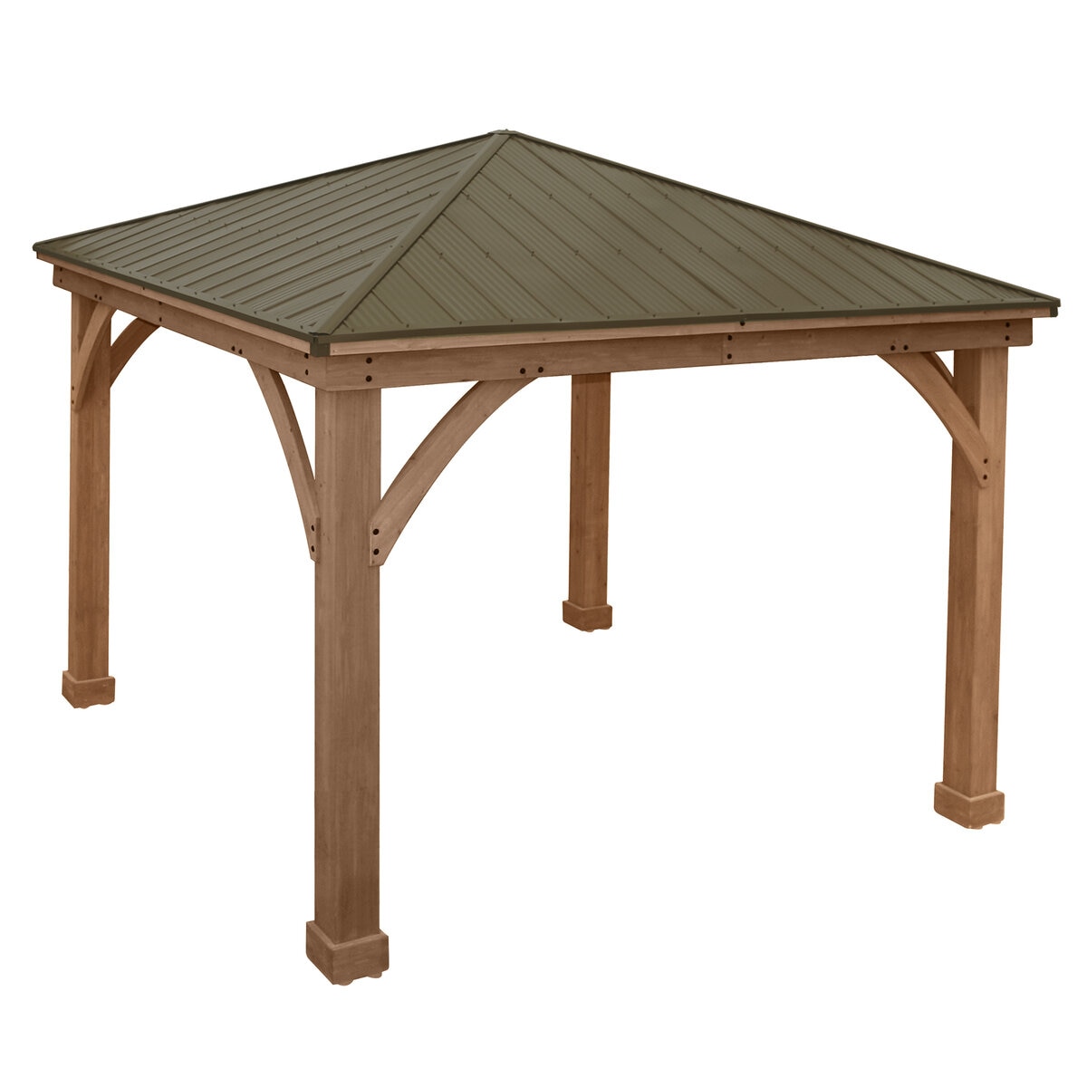 Yardistry 12 x 12フィート (3.6 x 3.6m) ウッドガゼボ アルミ製屋根