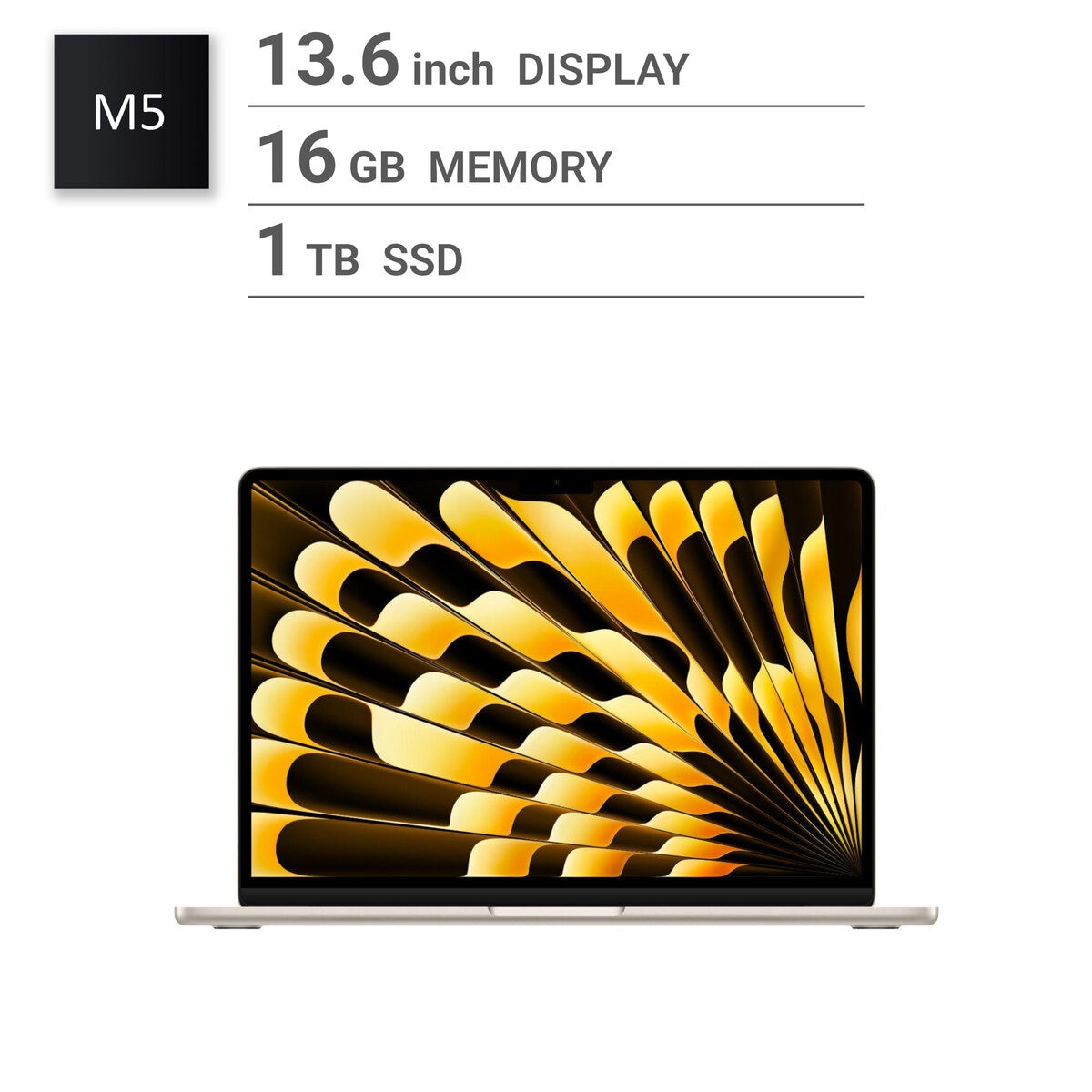 Apple/MacBook Air 13インチ/10コアCPU/ 10コアGPU/M5チップ /16GB/1TB SSD-スターライト