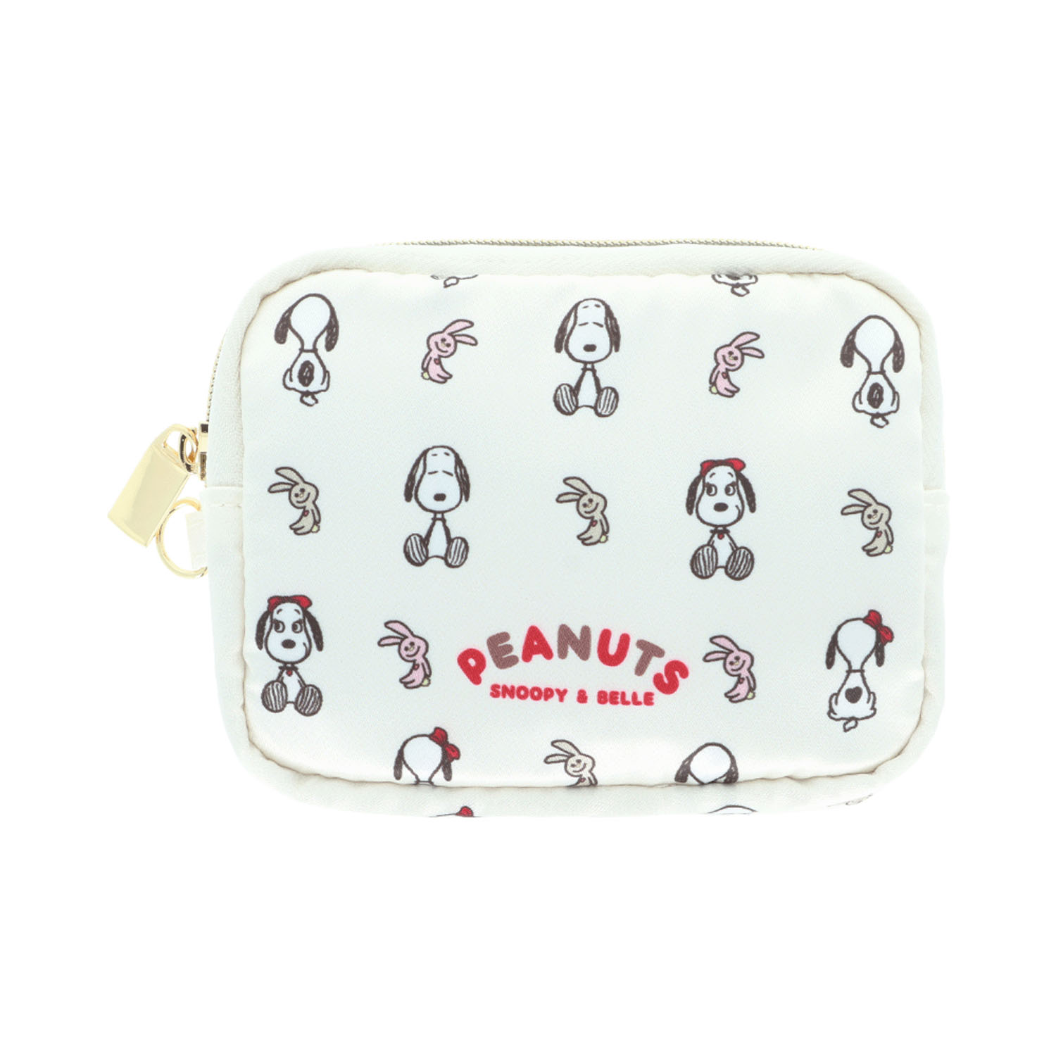 スヌーピー サテンミニポーチ PEANUTS SNOOPY＆BELL アイボリー