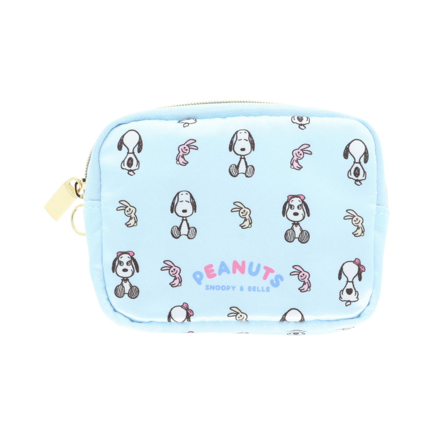 スヌーピー サテンミニポーチ PEANUTS SNOOPY＆BELL ライトブルー