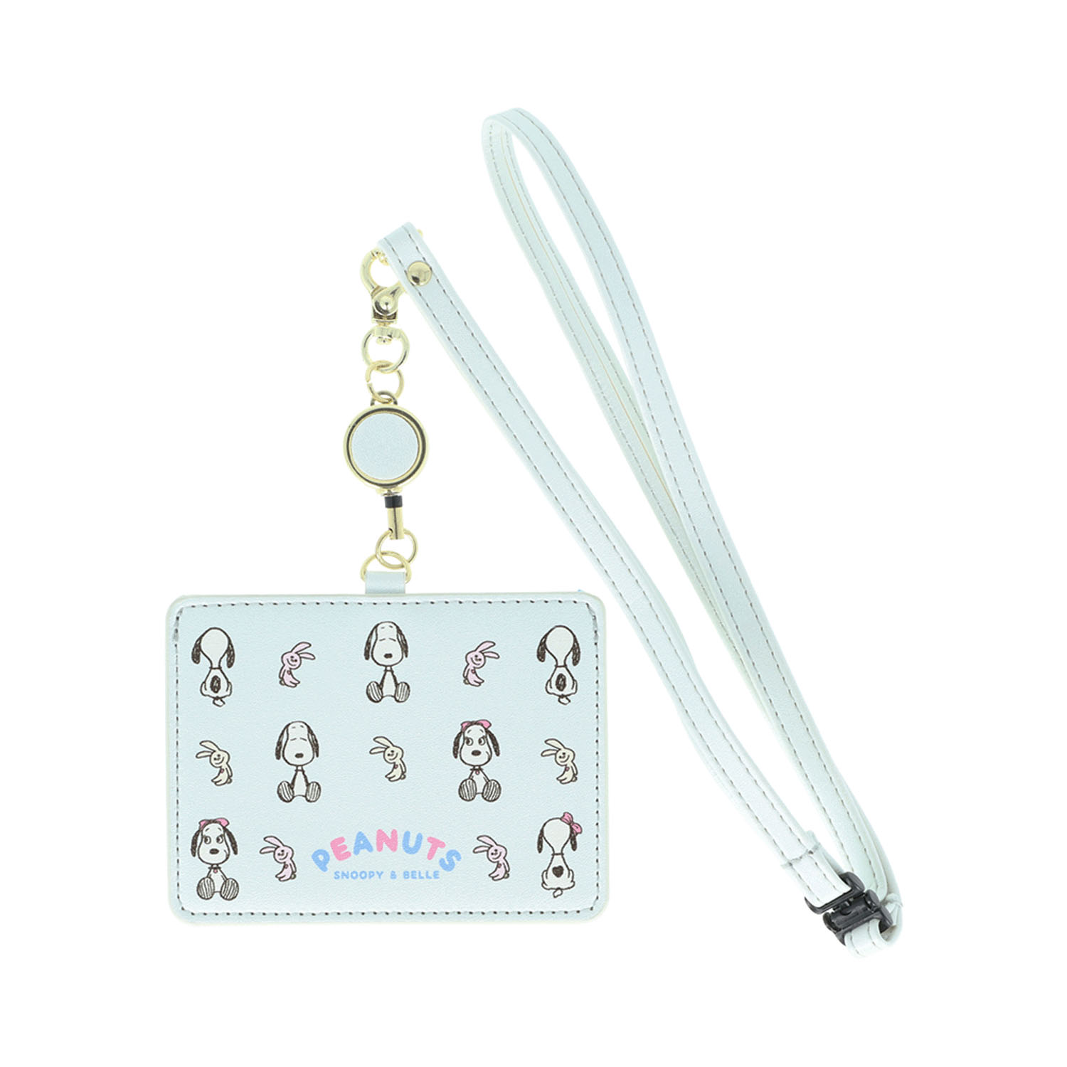 スヌーピー リール付きカードホルダー  PEANUTS SNOOPY＆BELL ライトブルー