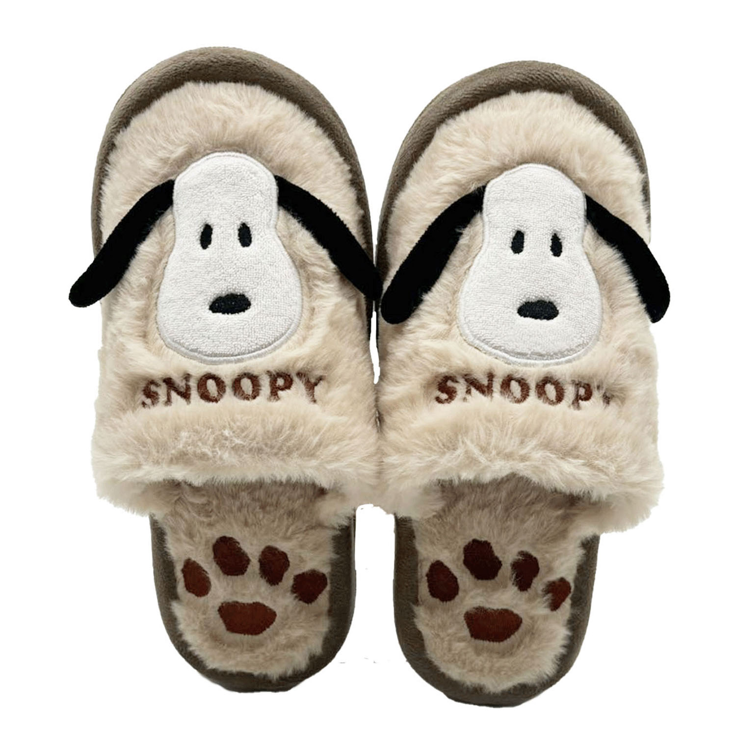 SNOOPY フェイス外縫いスリッパ スヌーピー ベージュ