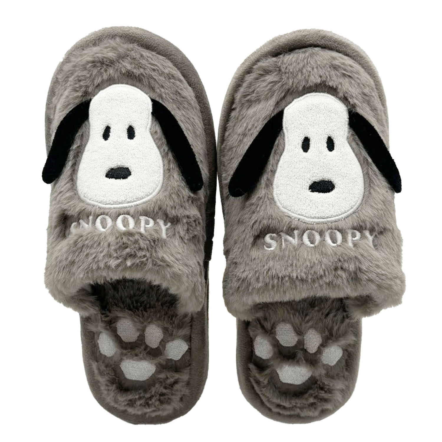 SNOOPY フェイス外縫いスリッパ スヌーピー  グレー