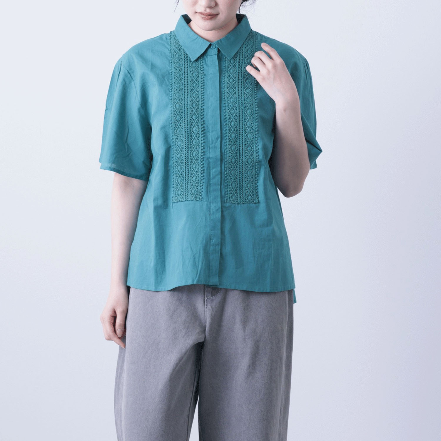 【ETONET限定】PAGE ONE フロントレースシャツブラウス