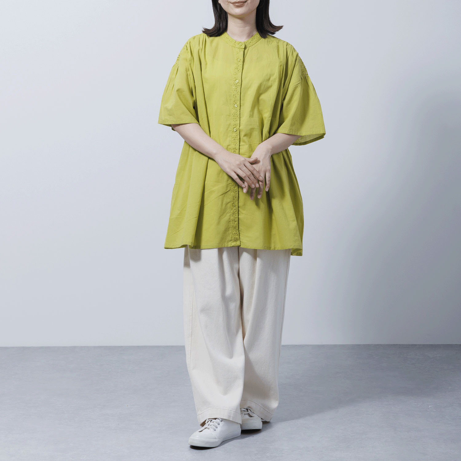 【ETONET限定】PAGE ONE シフリー部分使い前開きチュニック