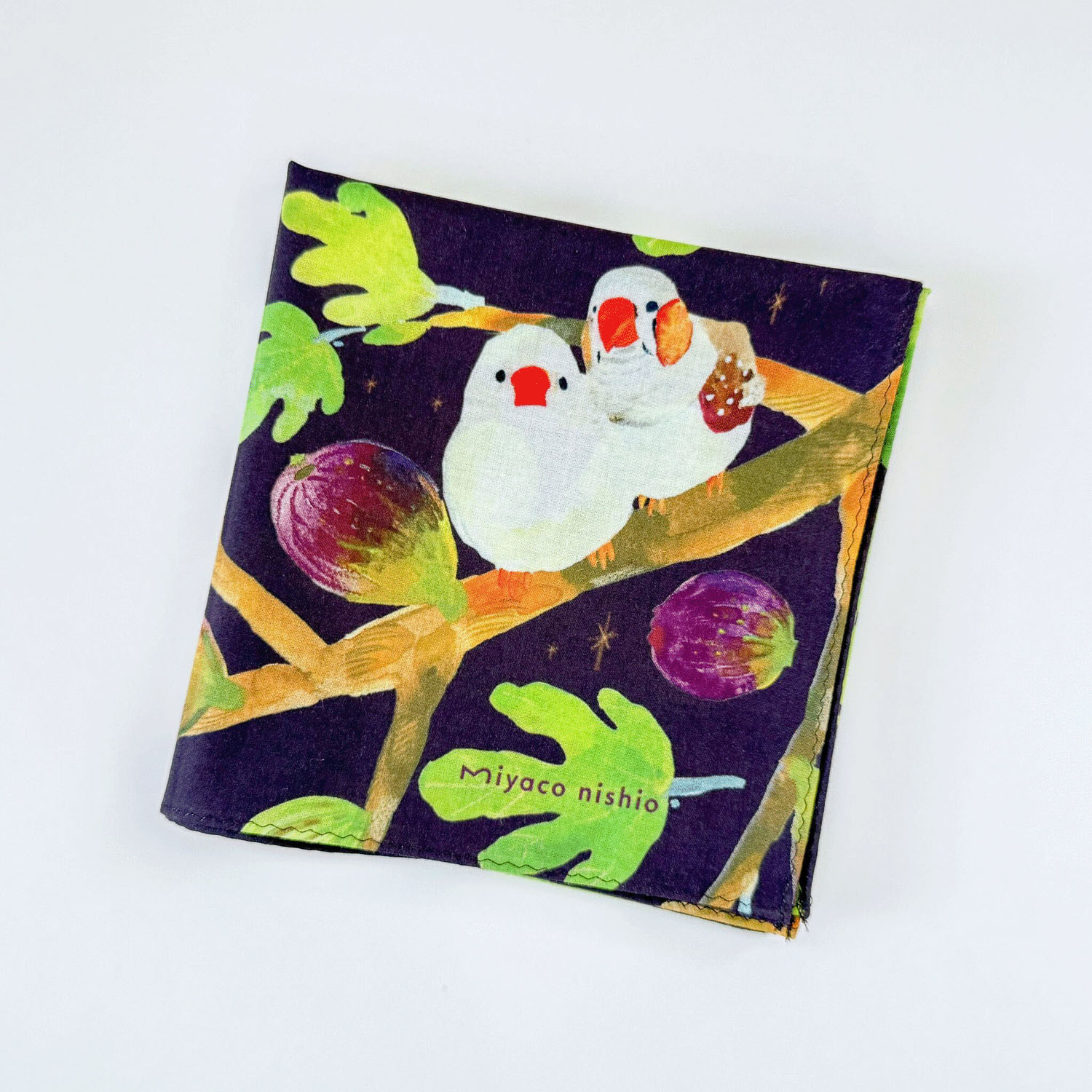 【6／16～価格改定】miyaco スカーフにもなるハンカチ Friends with Birds