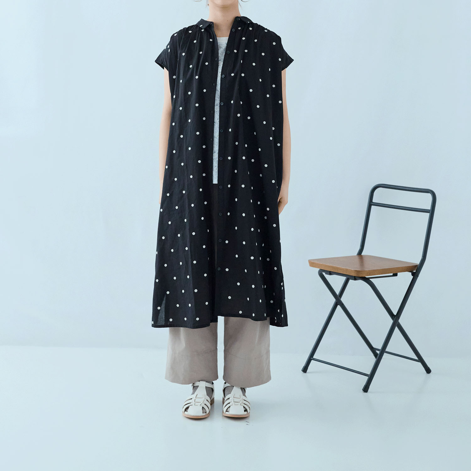 cloudnine ノンノ キャンブリックドット刺繍上衿付ワンピース