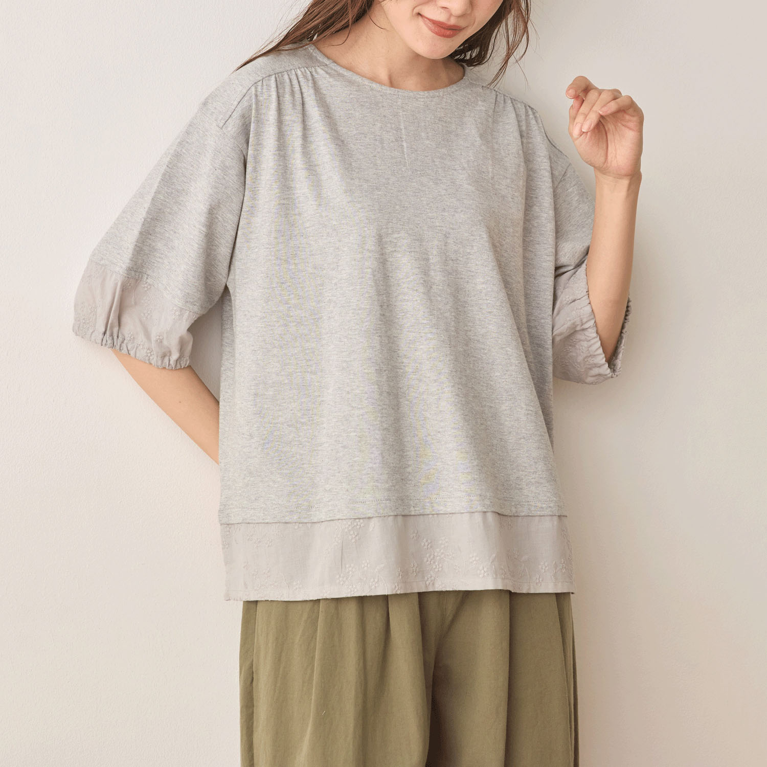 cloudnine ノンノ 刺繍切替レイヤード風カットソー
