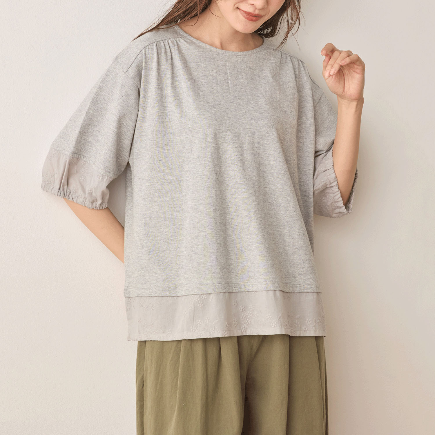 cloudnine ノンノ 刺繍切替レイヤード風カットソー