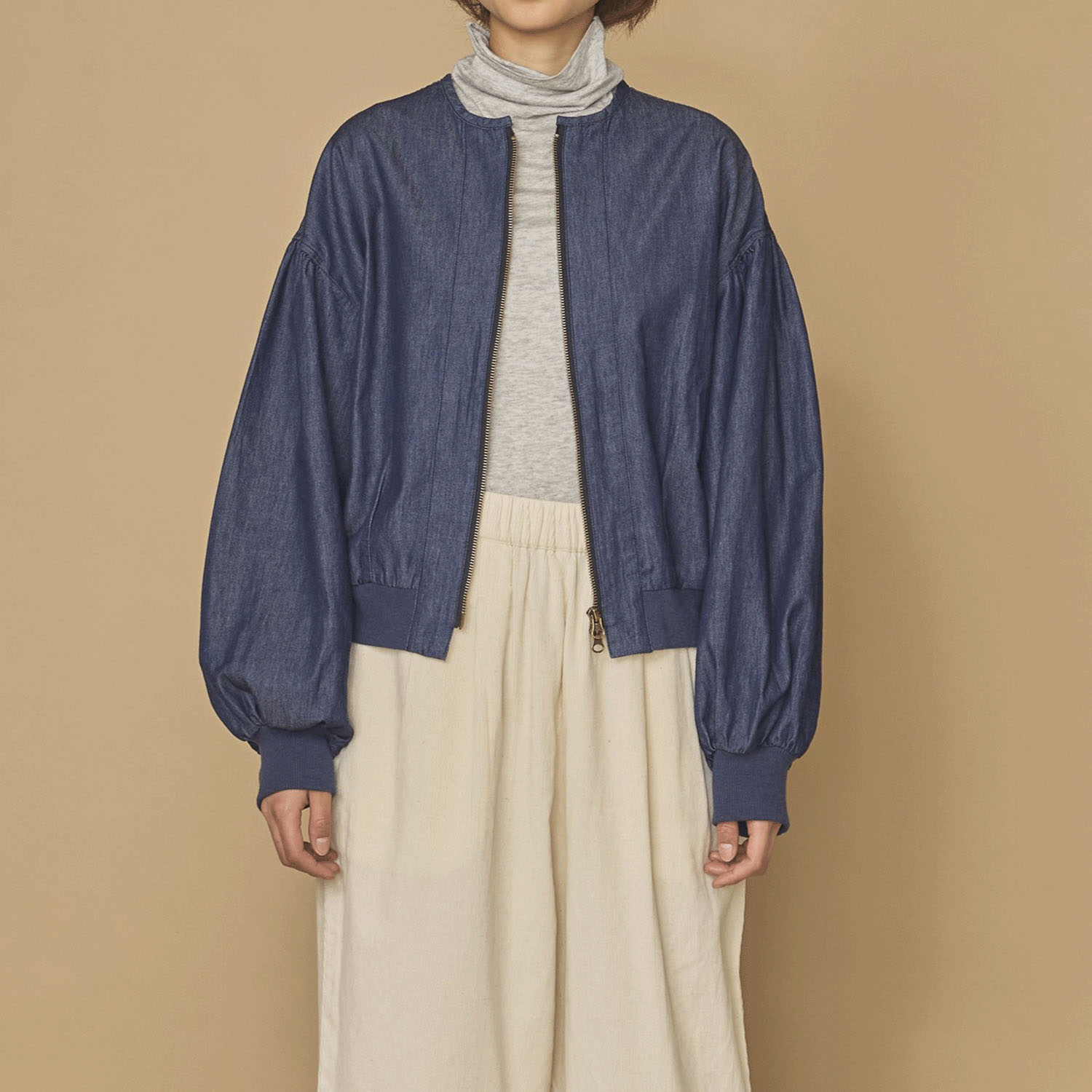 m．n デニムバルーンスリーブブルゾン
