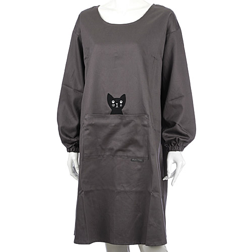 Atsuko Matano かつらぎのひょっこり黒猫 背ボタン型かっぽう着