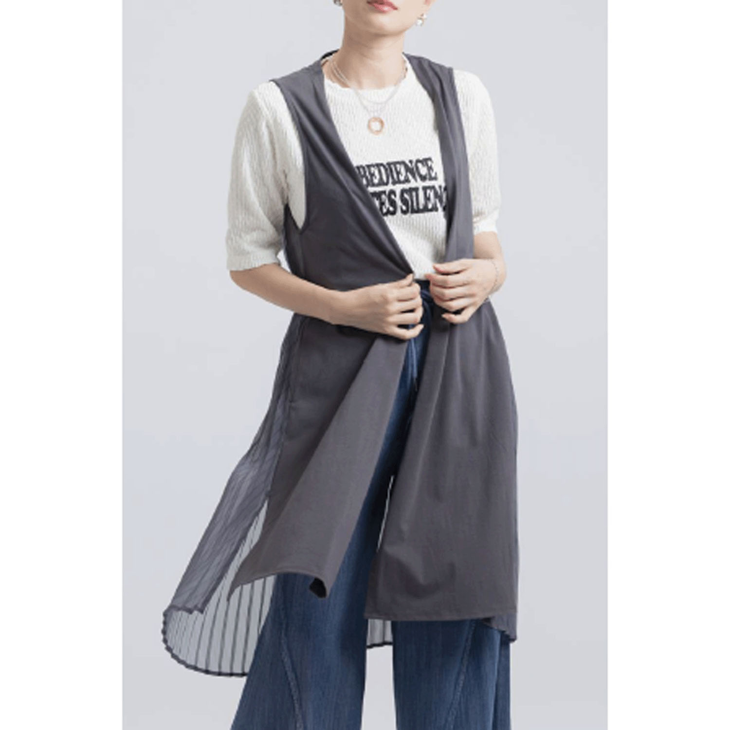 33℃ バックプリーツカットロングジレ