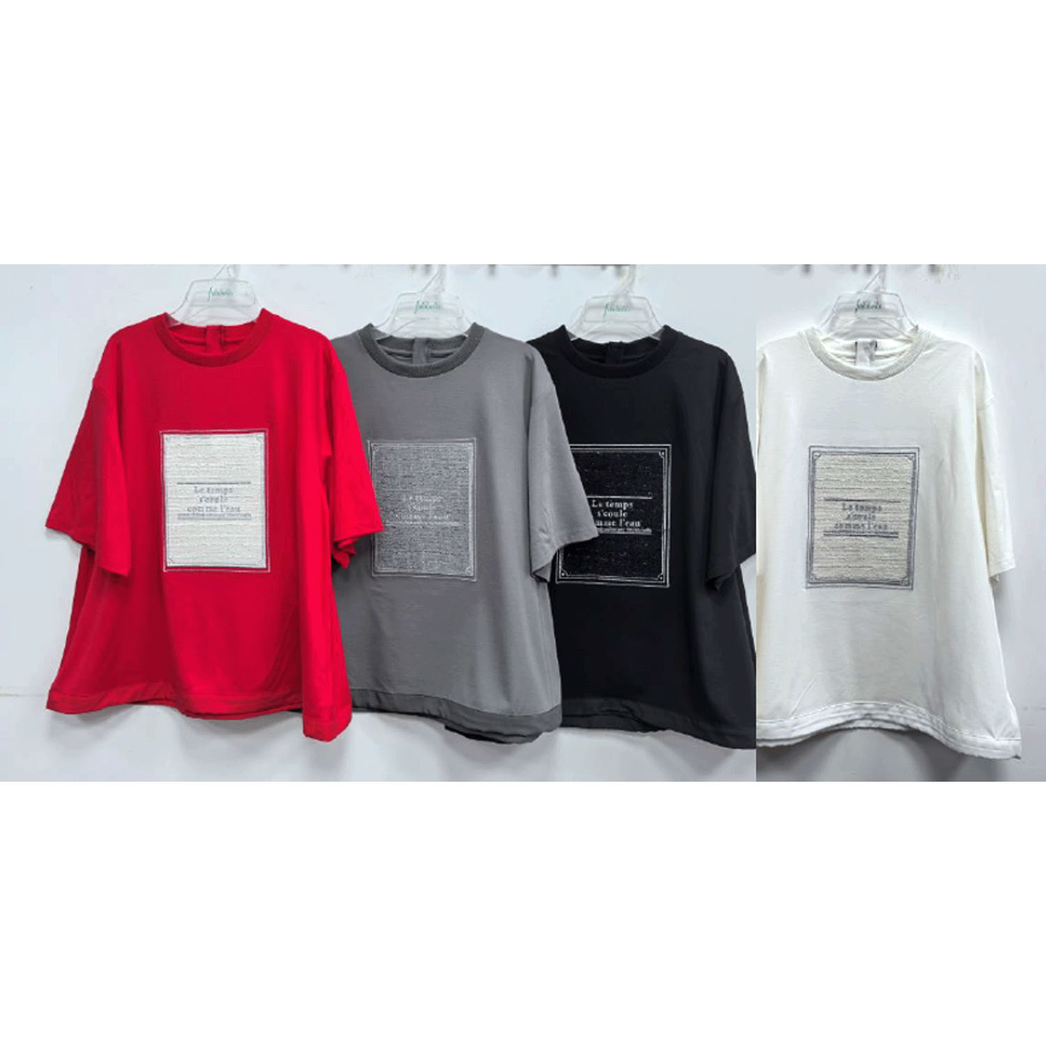 33℃シルバー刺繍ツイードパッチTシャツ