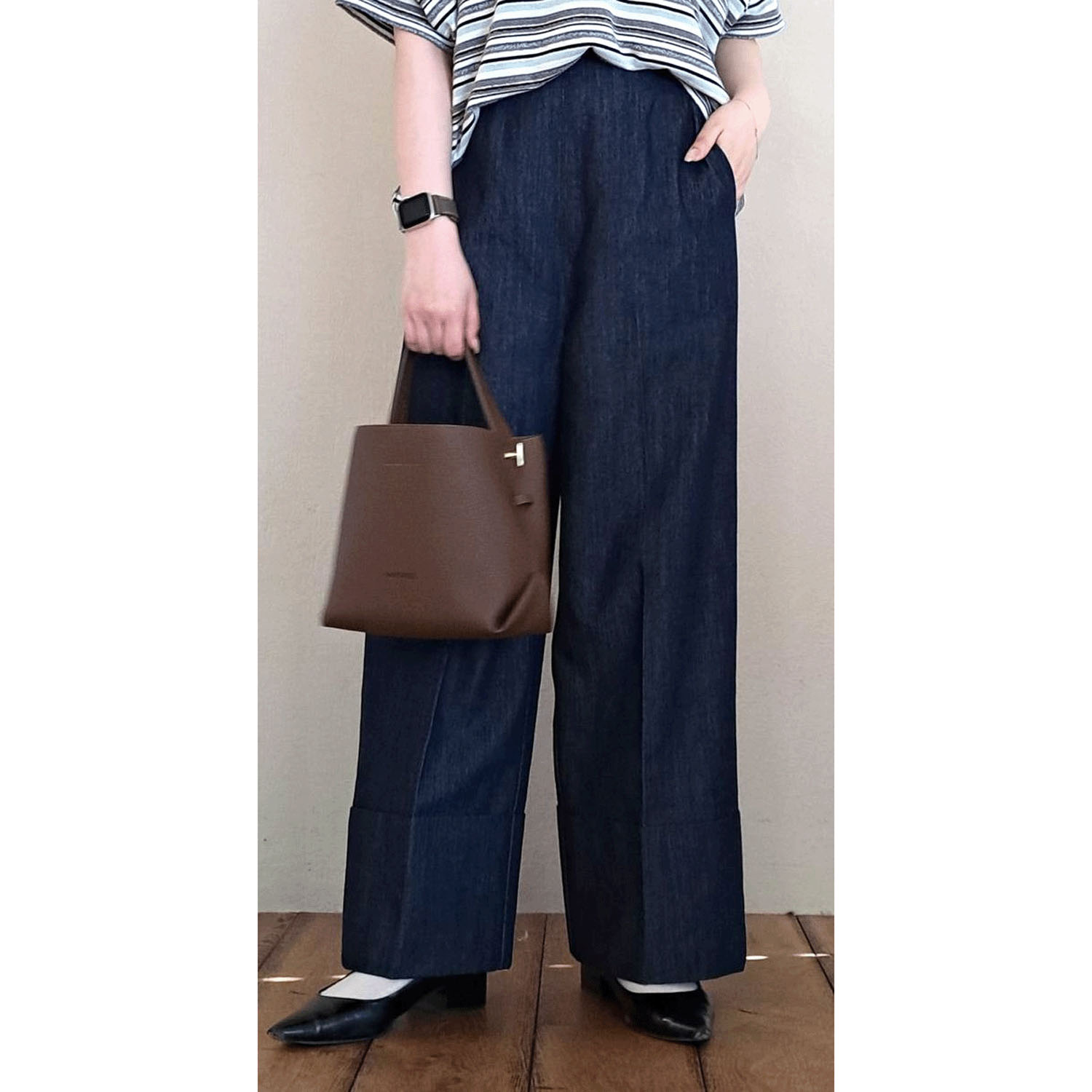 ザンパ 裾折り返しセンタープレスデニムパンツ