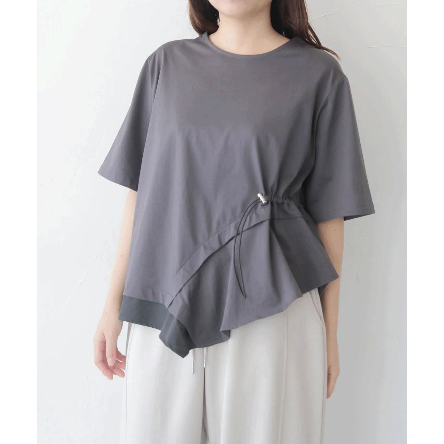 【Insta Live】vingtrois ドライタッチコットンアシメドロストTシャツ