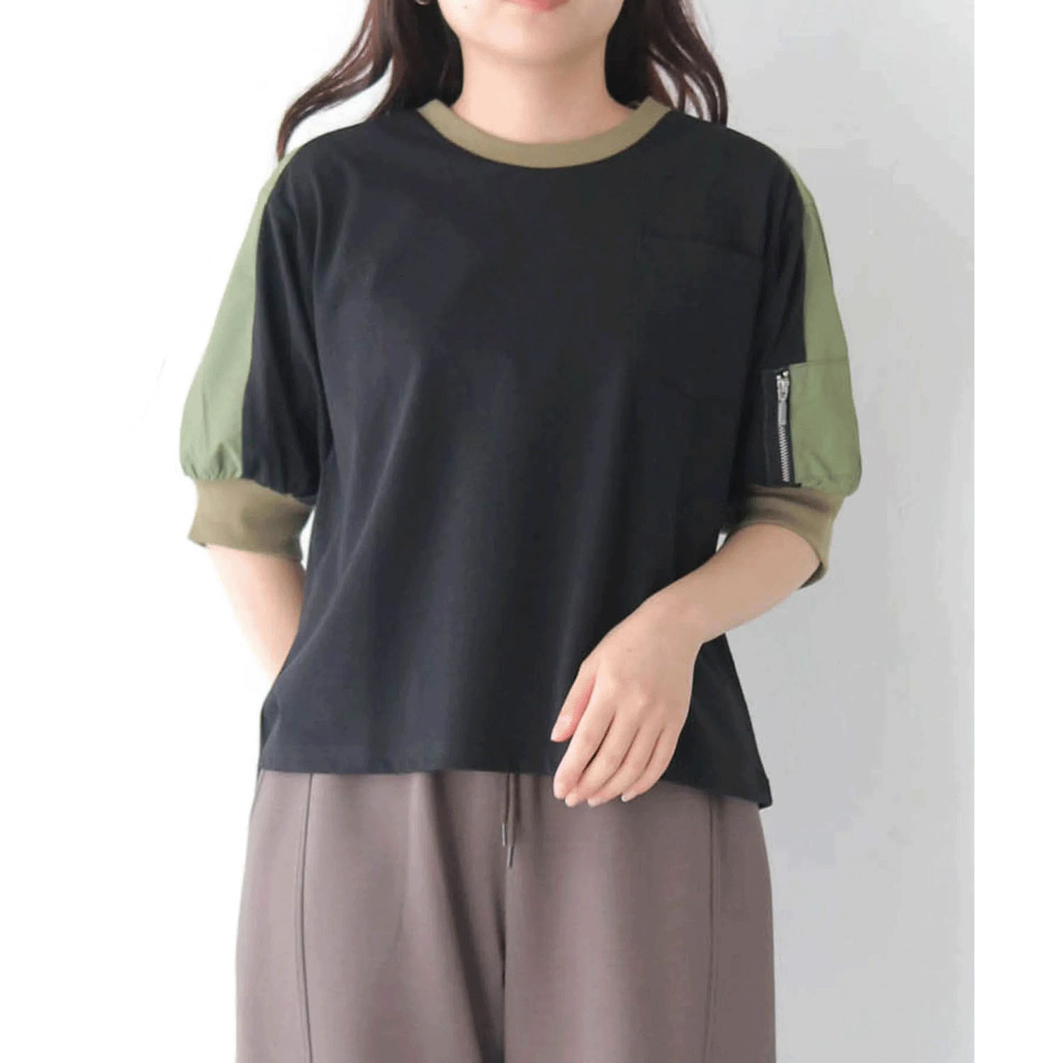 【Insta Live】vingtrois 異素材切替Tシャツ