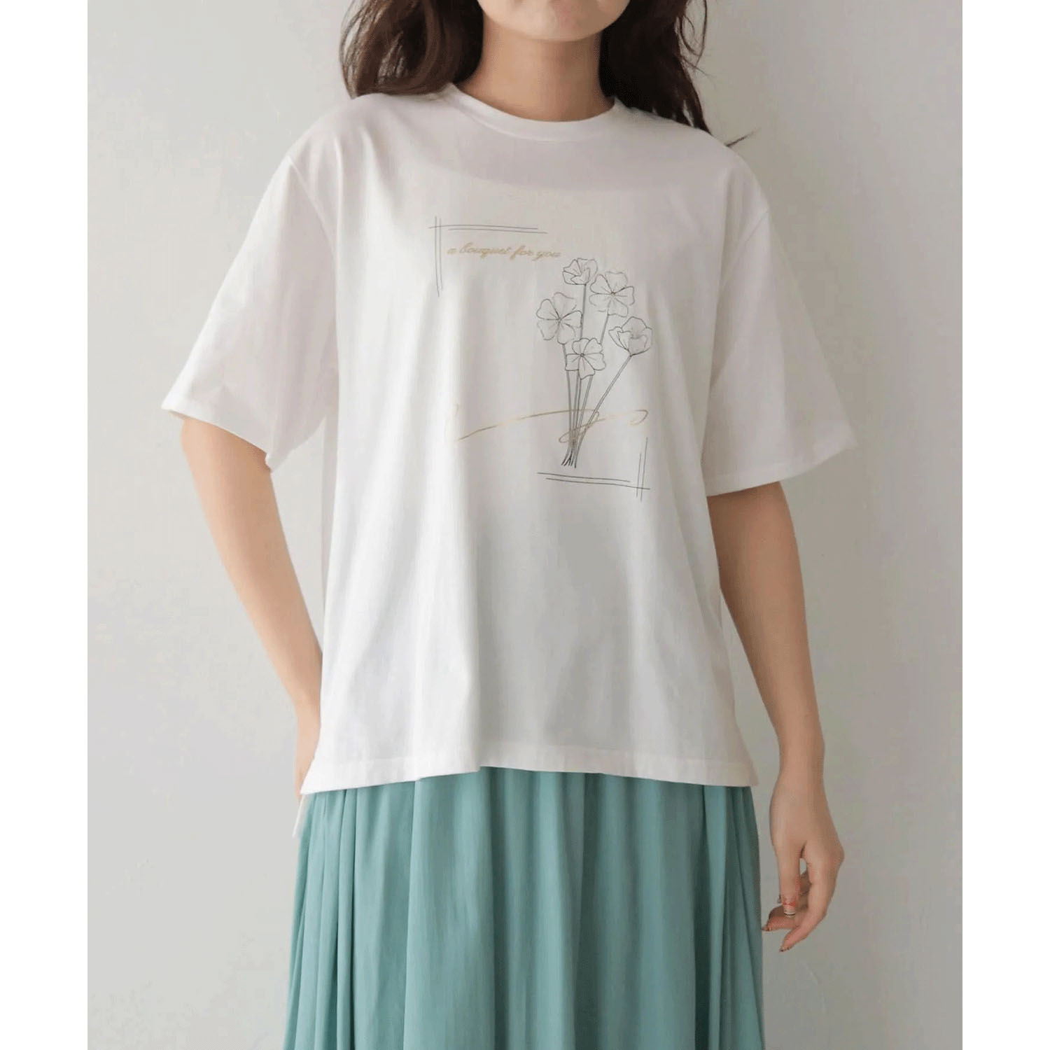 vingtrois ポイントレースプリントTシャツ