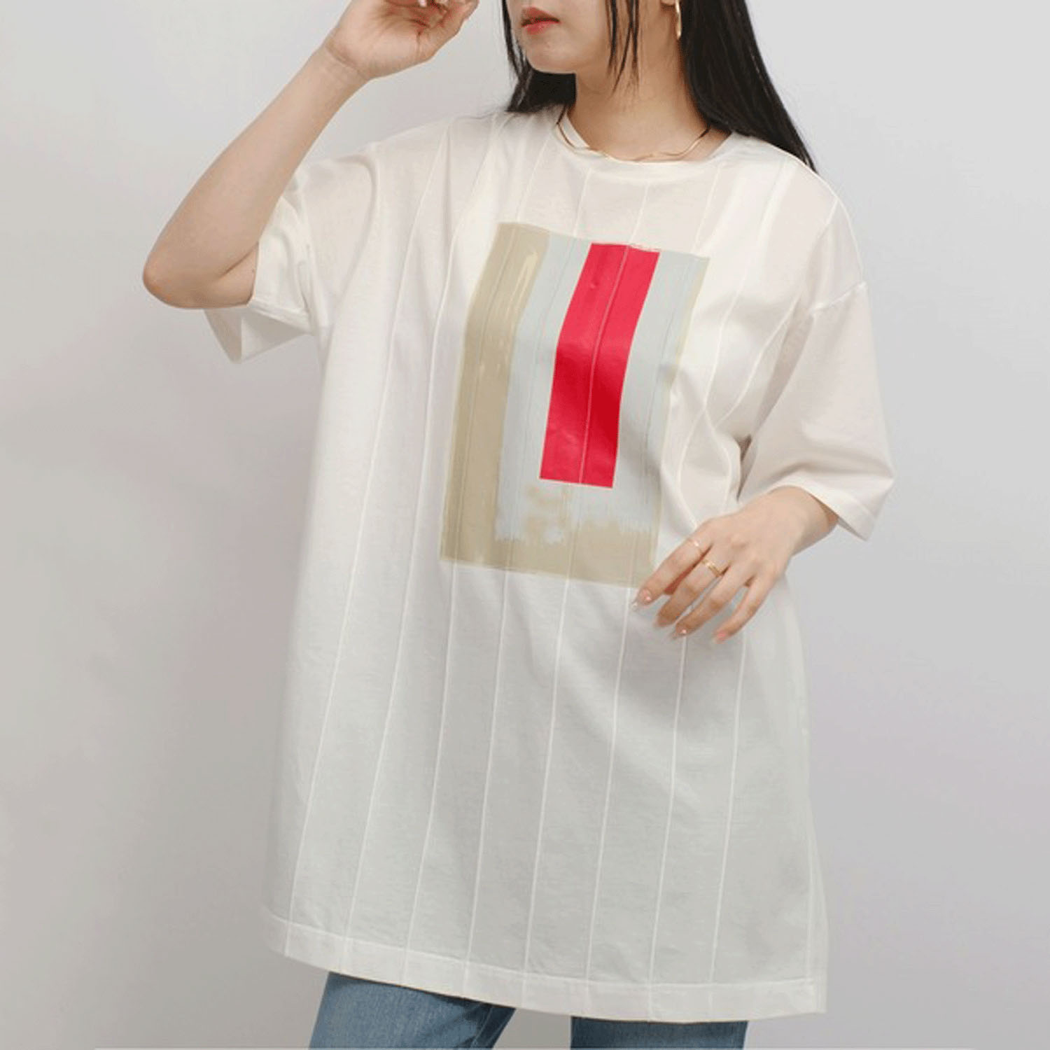 Palm Riche  デザインプリーツTシャツ