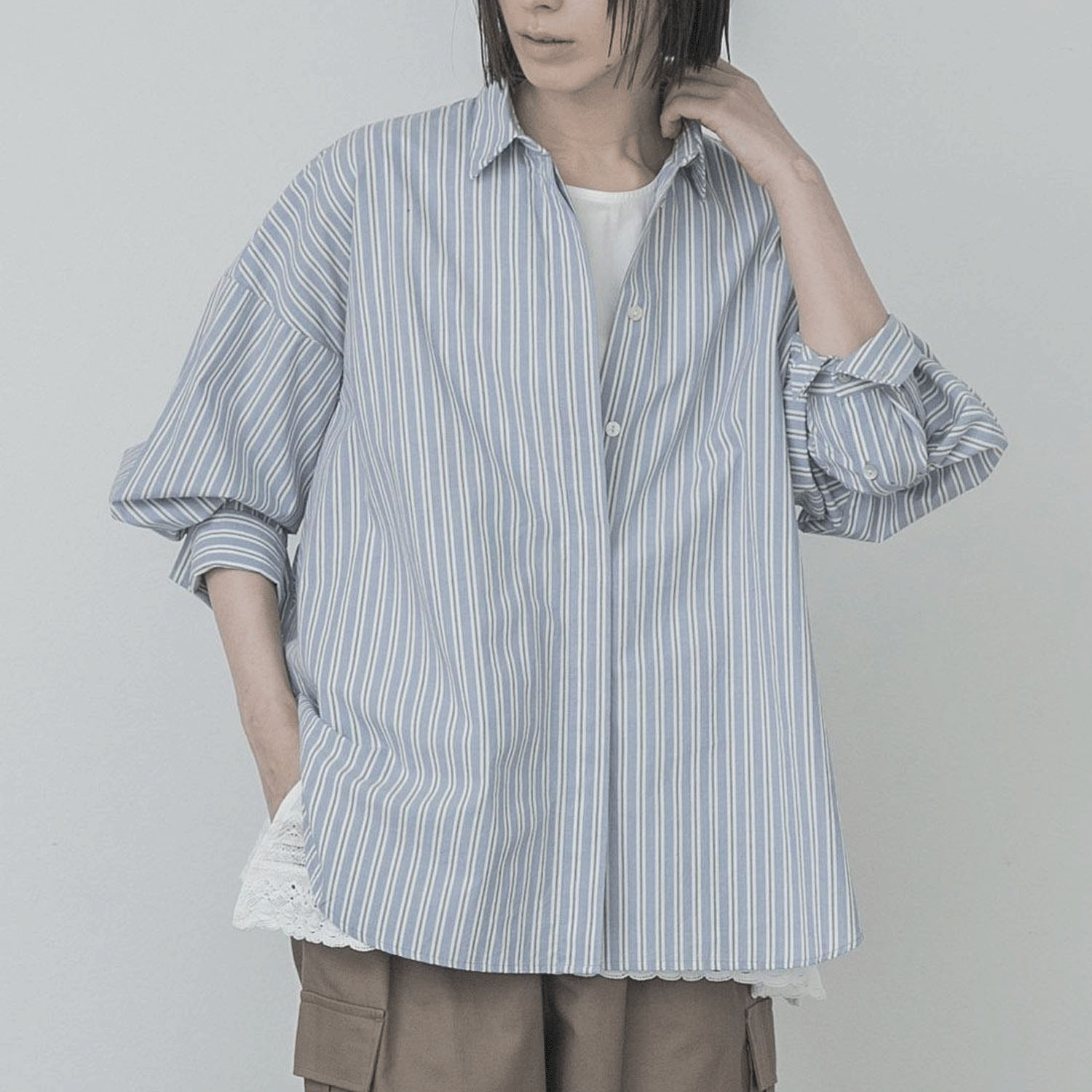 【お取寄せ】T．Tutie  コットンストライプシャツ