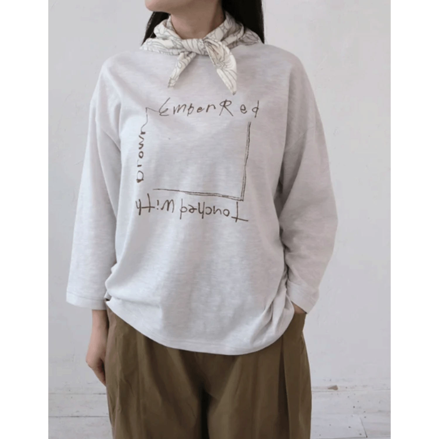YARRA スラブ天竺長袖ロゴTEE
