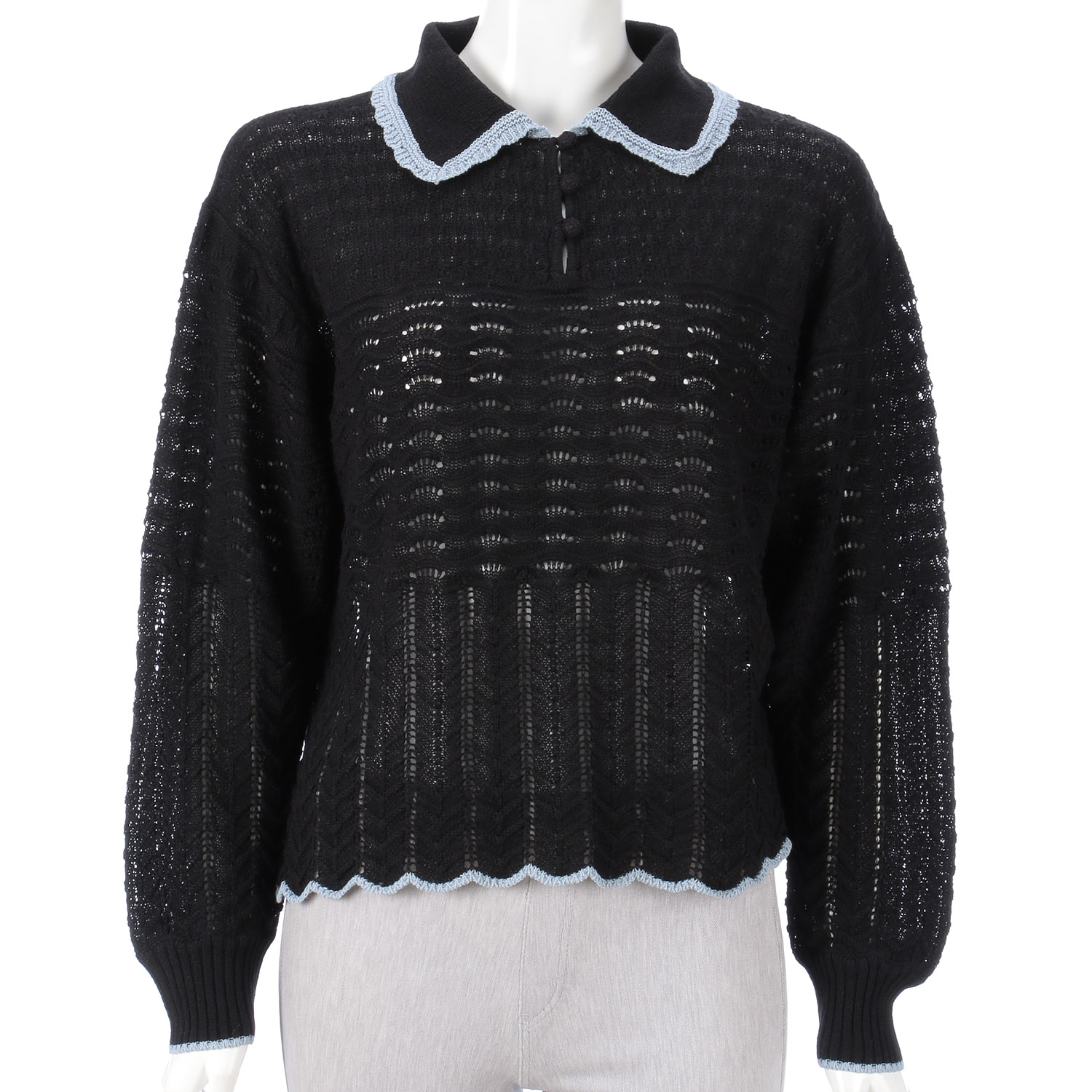 doux bleu  オープンワークニットプルオーバー