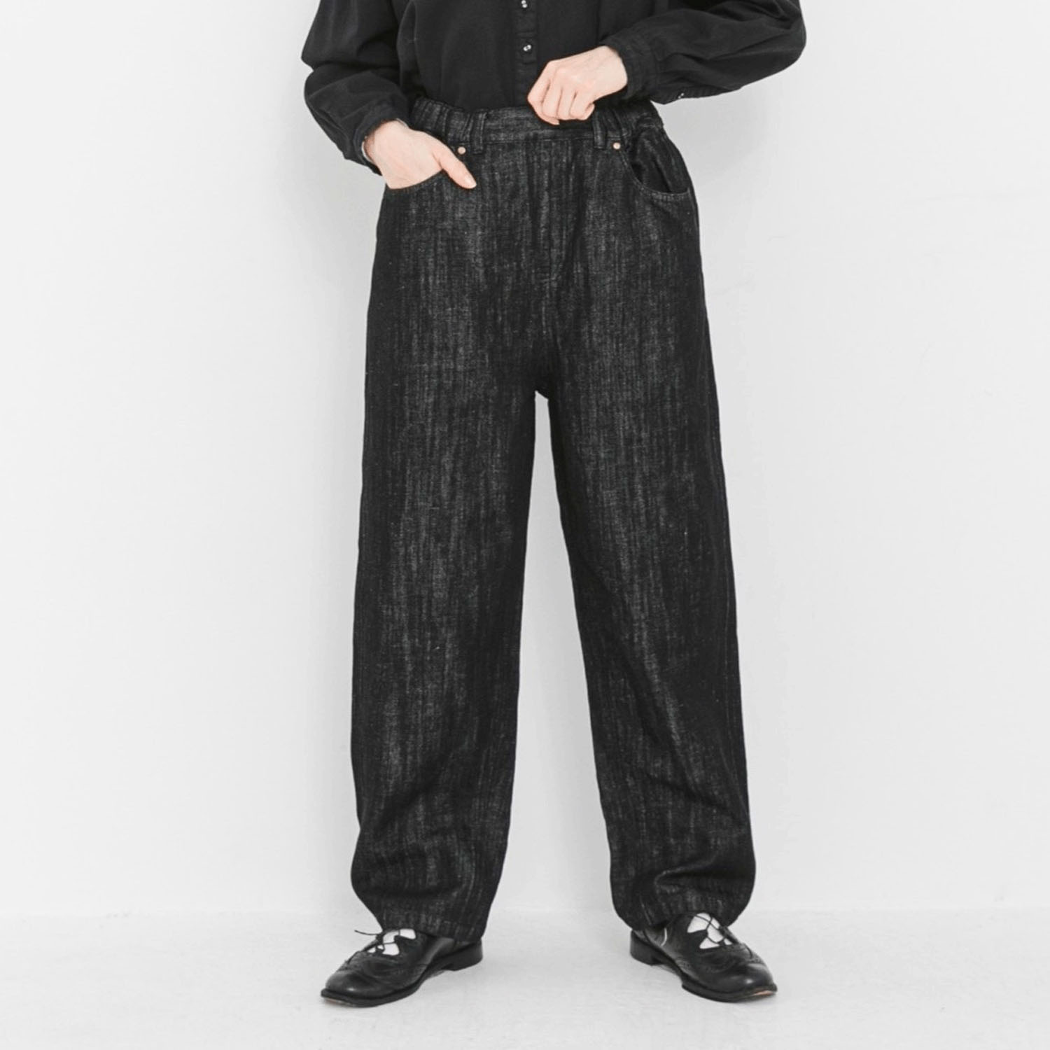 YURK geniet van 綿麻デニムストレートパンツ