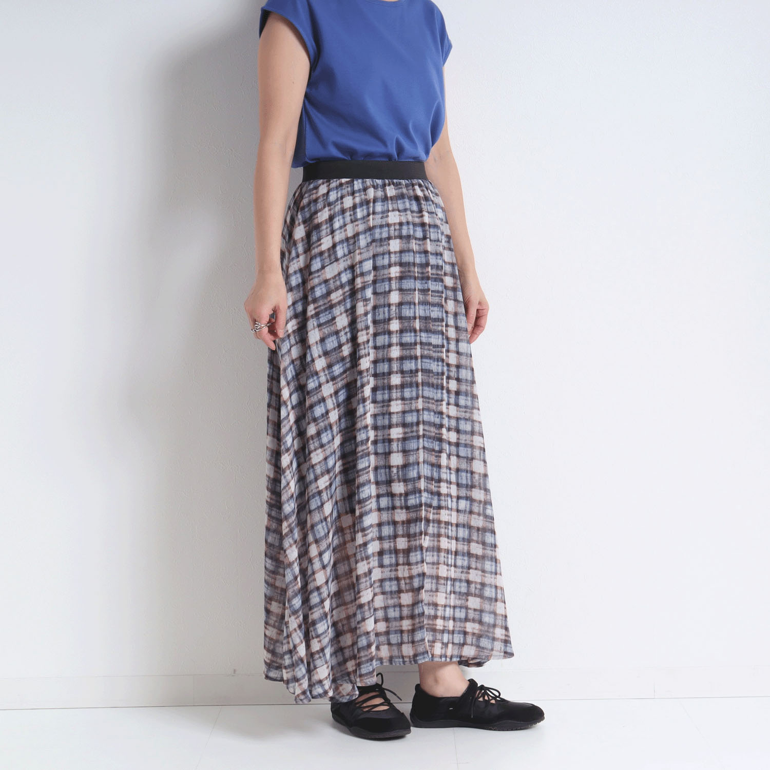 le colis チェック柄シフォンスカート