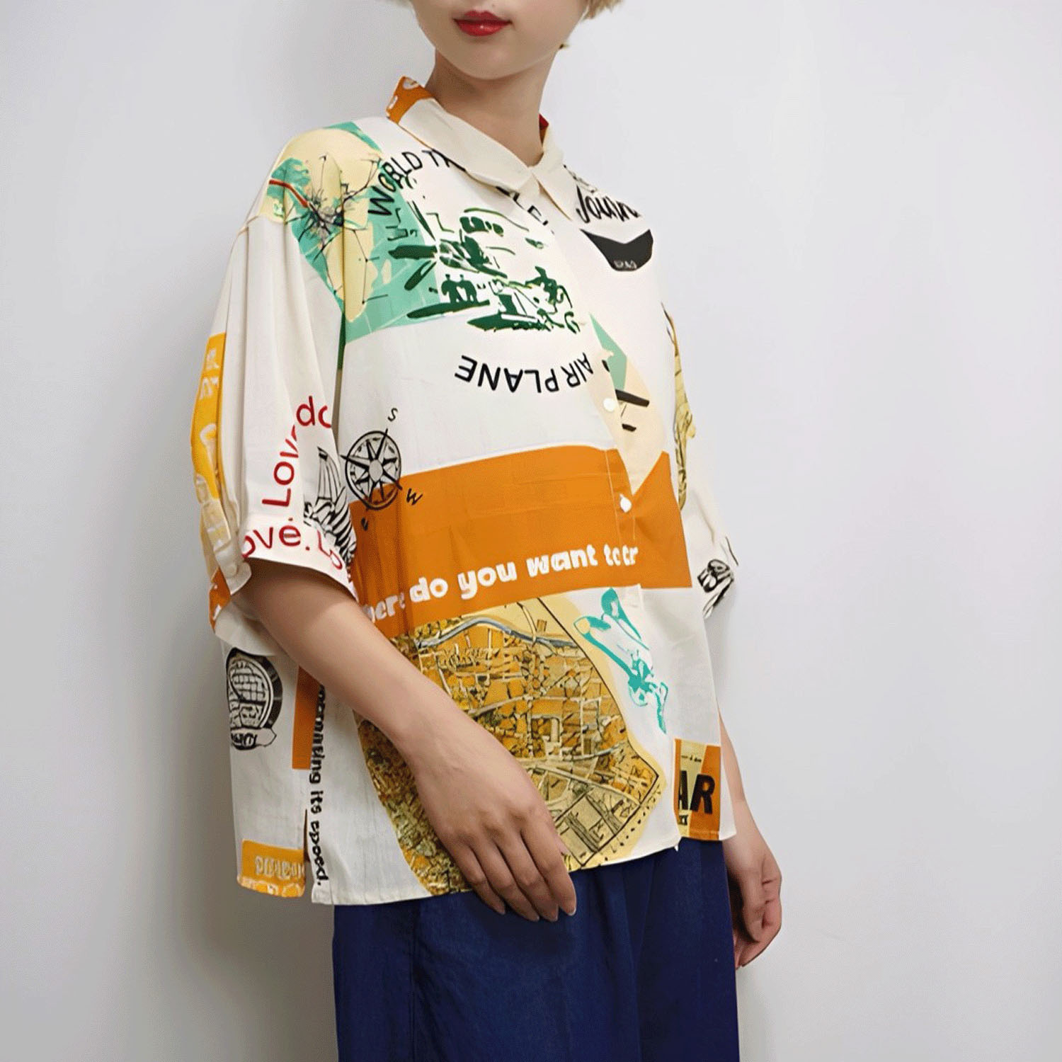 fu－dueka：： 5分袖柄シャツ