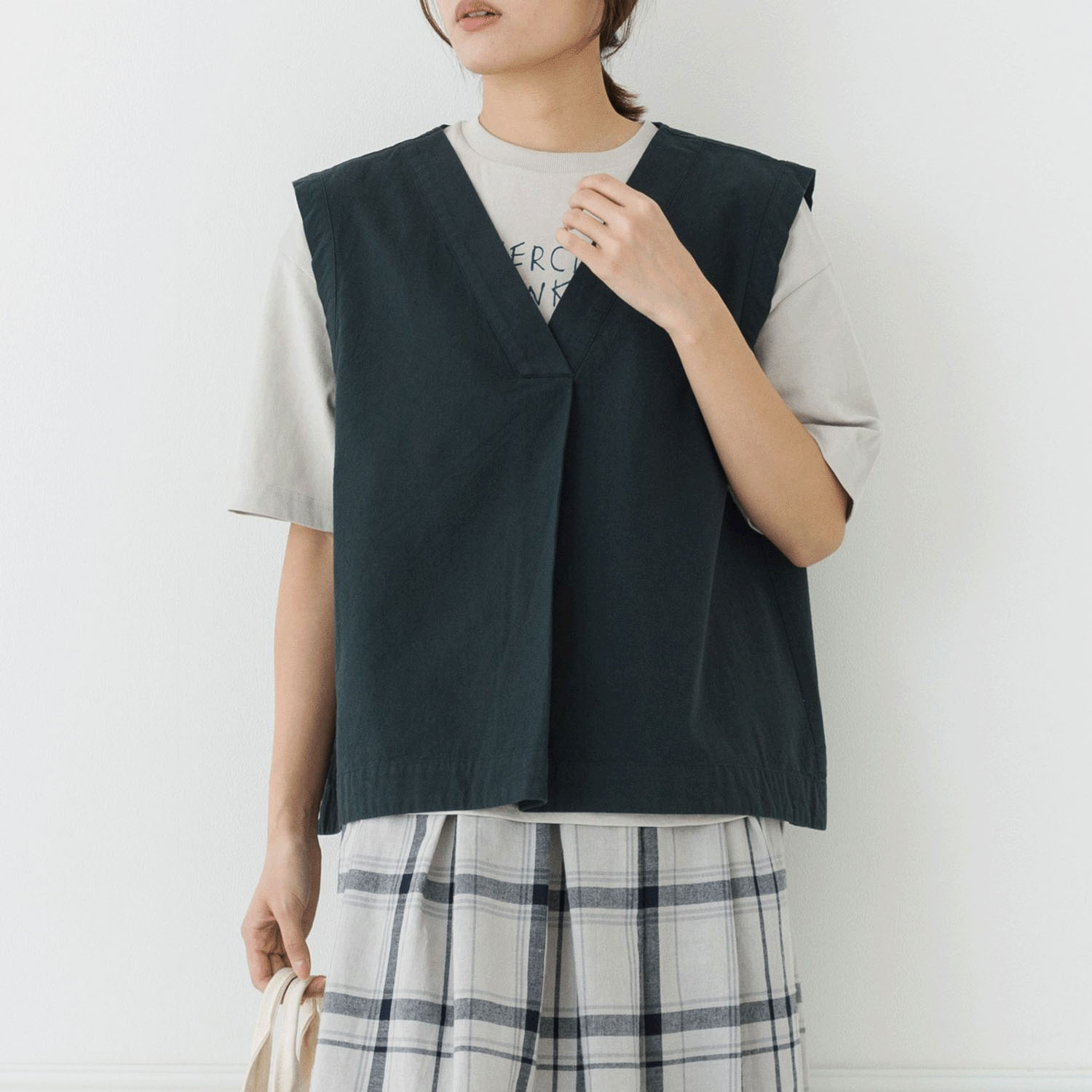 【お取り寄せ】kermu コットンツイルVネックベスト