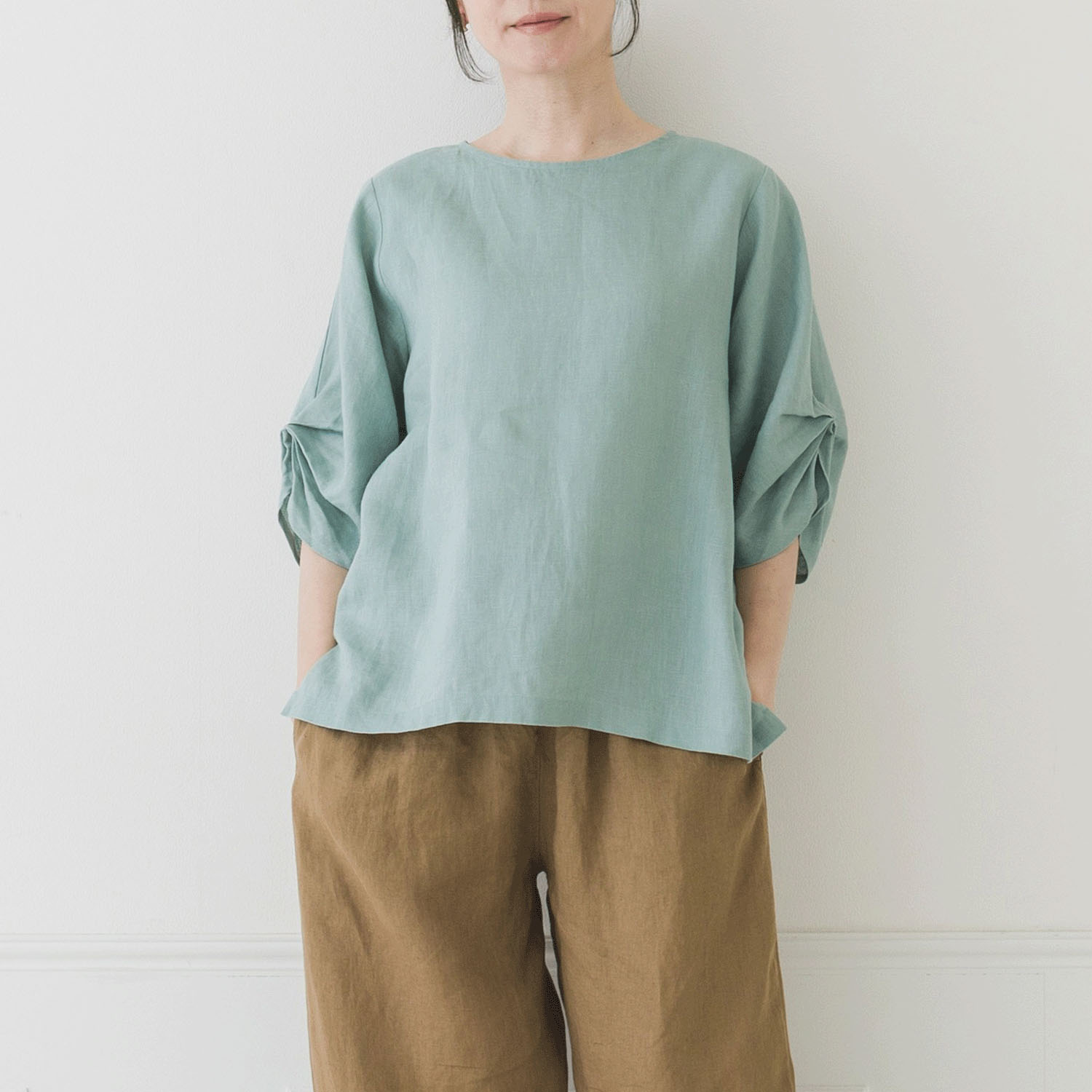 【お取り寄せ】Crea delice 14番リネンボリュームスリーブブラウス