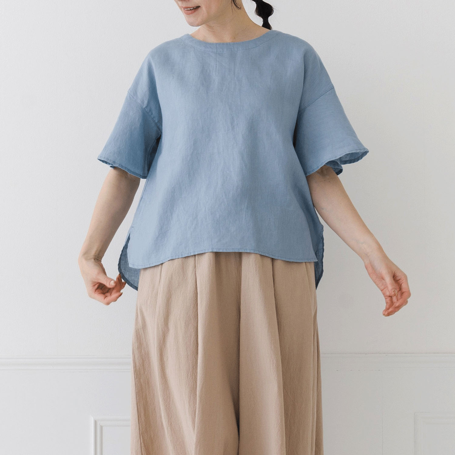 【お取り寄せ】Crea delice リネンフレアースリーブブラウス