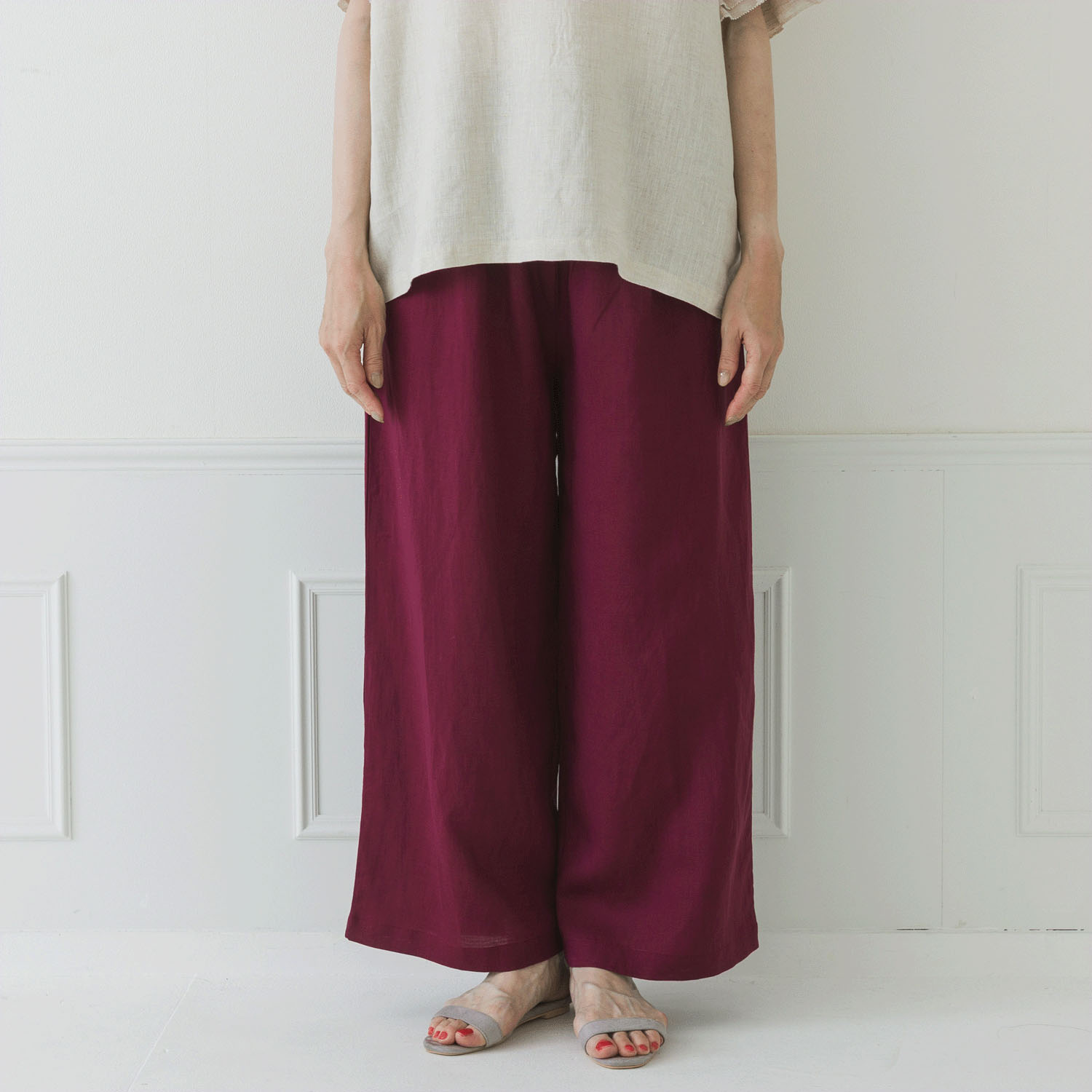 【お取り寄せ】Crea delice セルロースリネンワイドパンツ