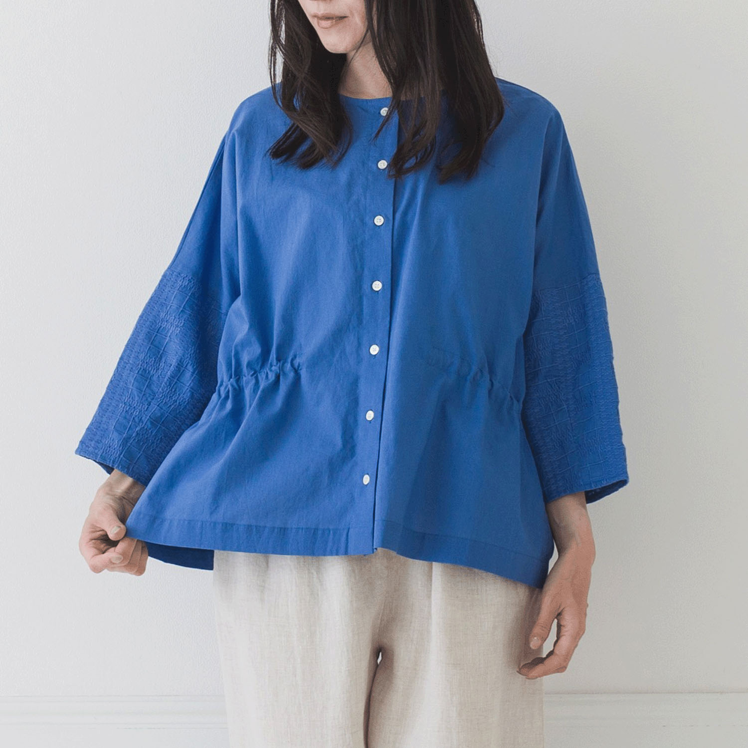 【お取り寄せ】Crea delice コットンボイル刺繍袖ブラウス