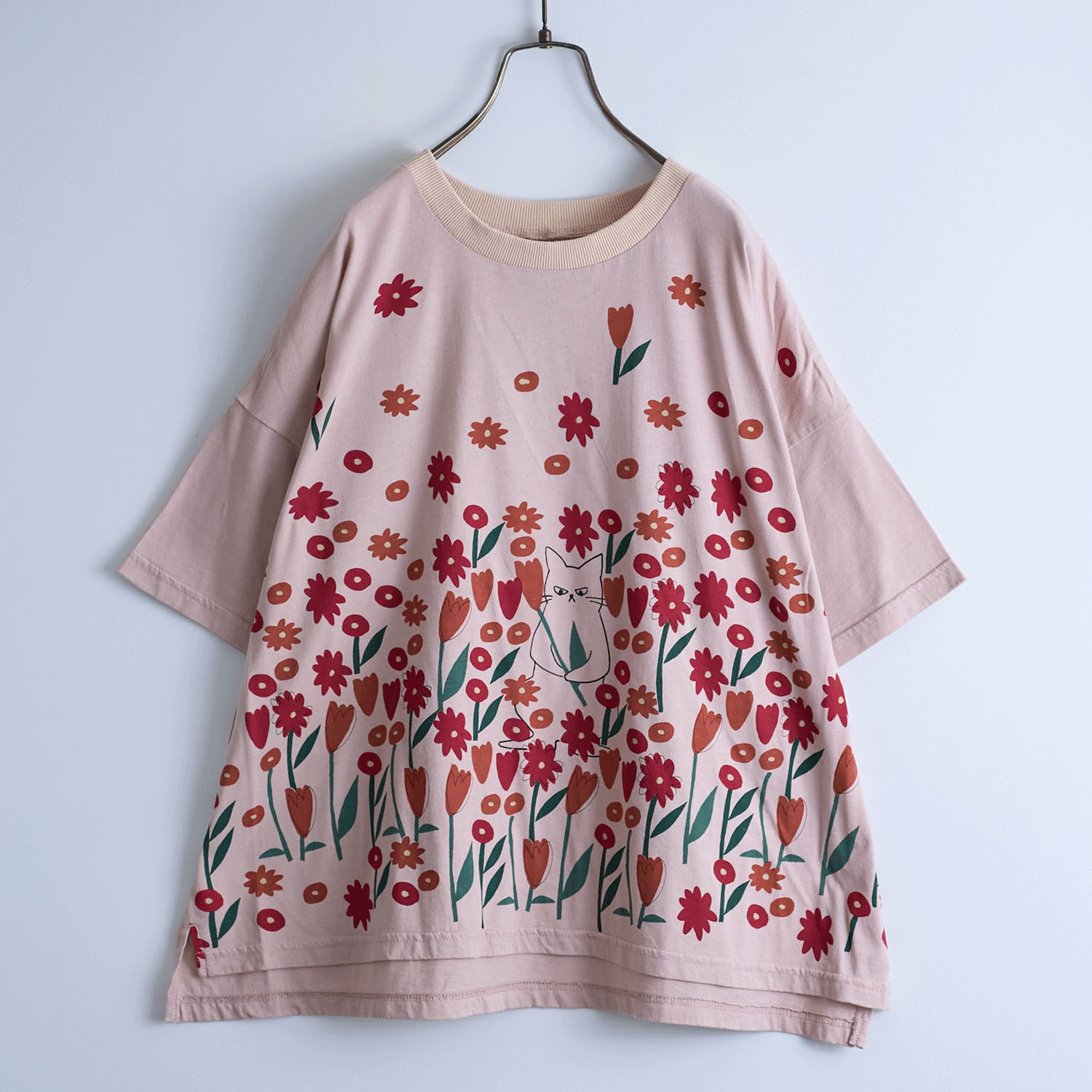 Emago お花畑プリントTシャツ