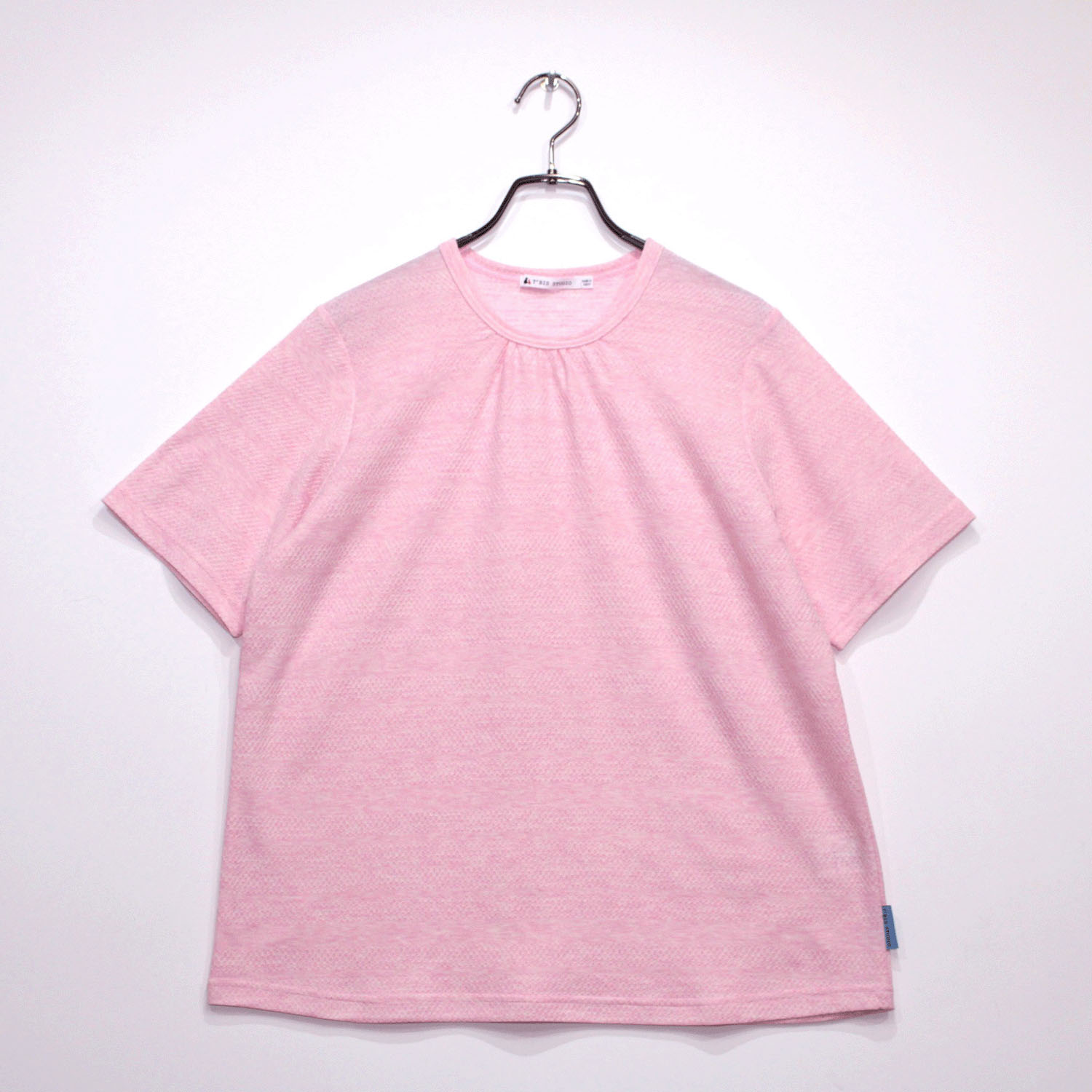 T’BIS STUDIO 半袖タッククルーネックジャカードTシャツ