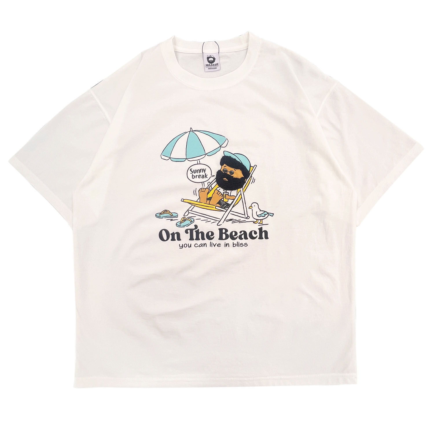QUASH 捲縮スラブヒゲサガラ刺繍プリントTee